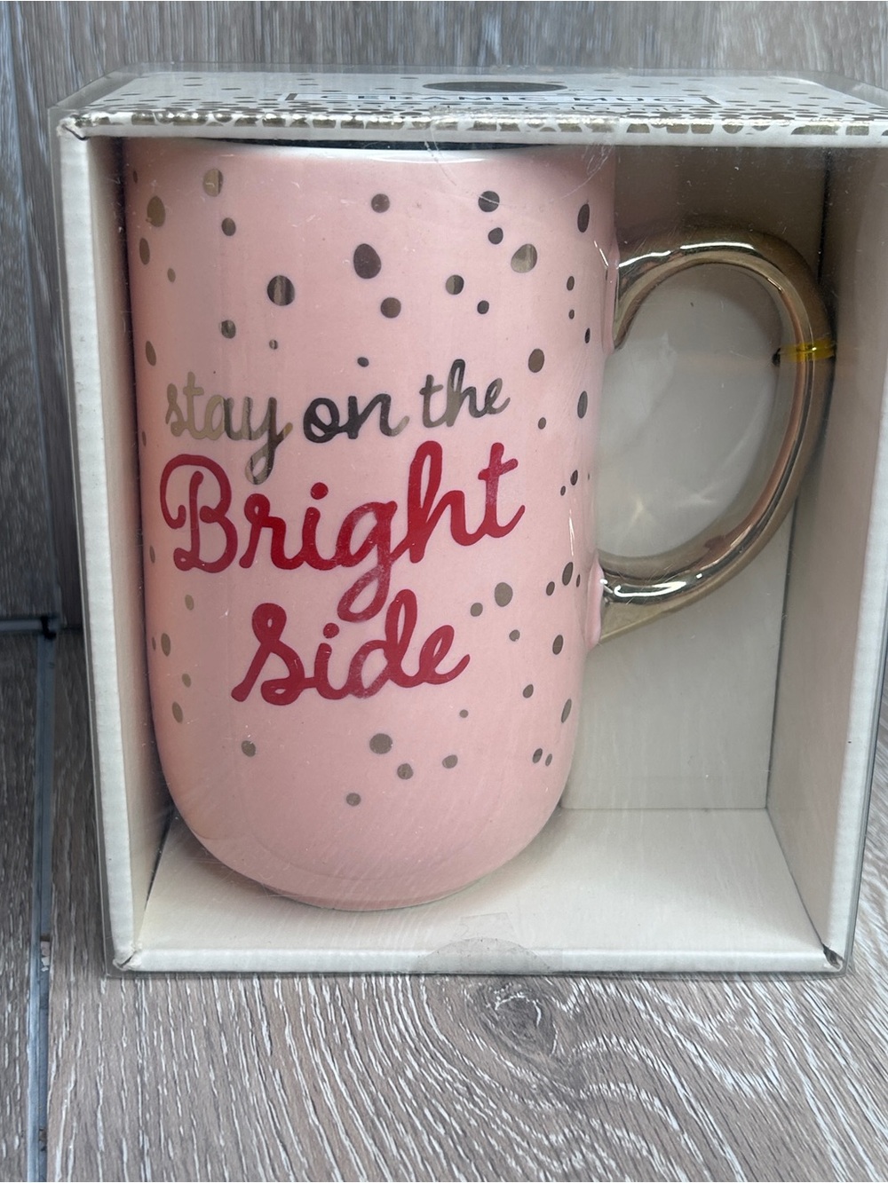Modern Expressions Pink Ceramic Mug 20oz • Stay on the Bright Side • NWT Giftbox